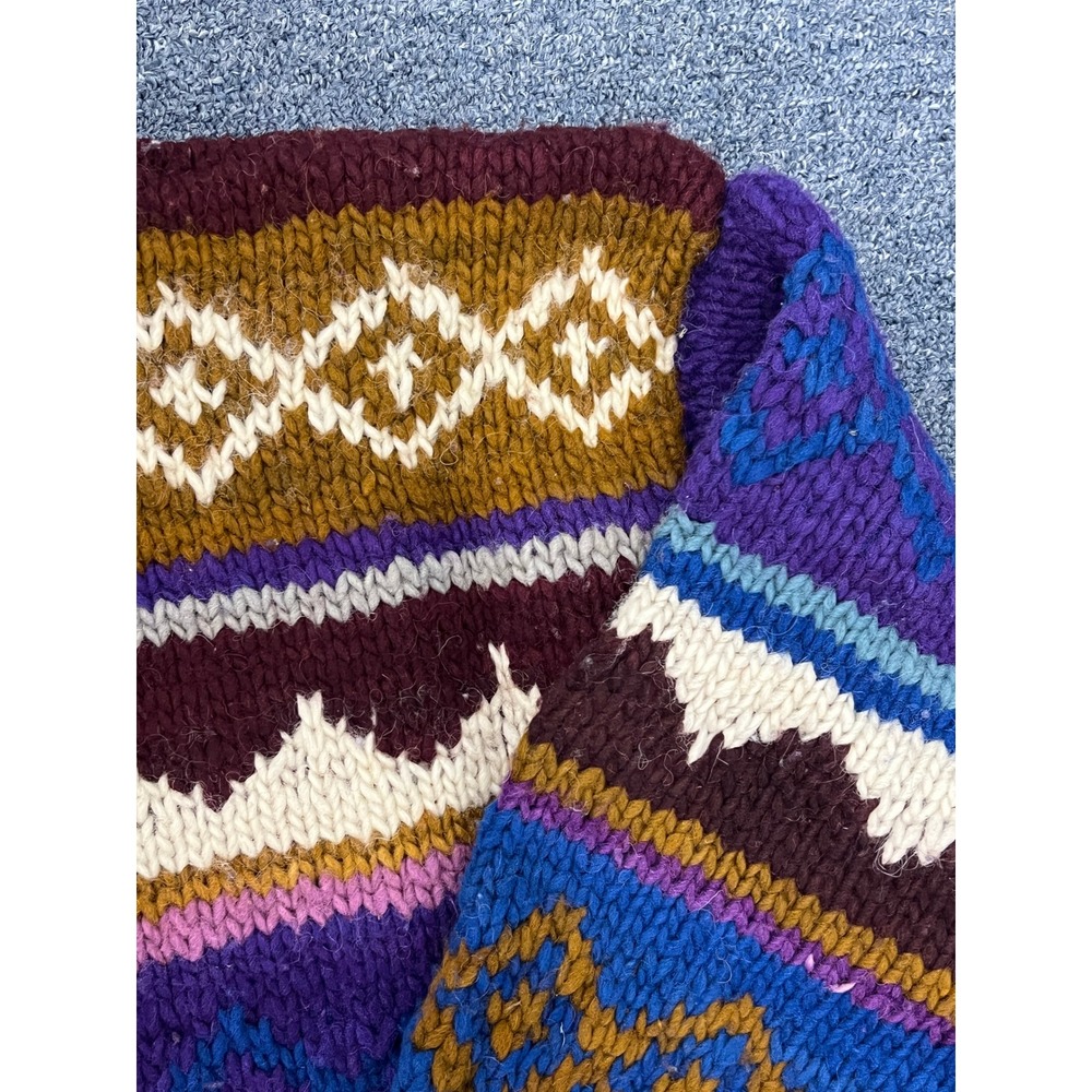 Backcountry Vintage Handmade Wool Sweater Ecuador Fair Isle Boho Chunky Knit - Picture 3 of 5